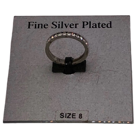 NWT Fine Sterling Silver Cubic Zirconia CZ Anniversary Band Ring Size 8 - Picture 3 of 6